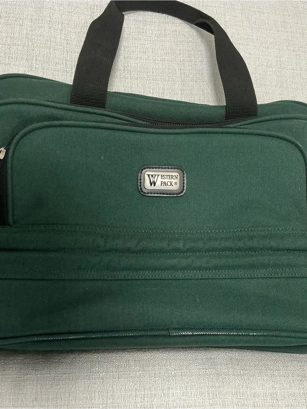 Vintage Western Pack Forest Green Canvas Duffle Travel Carry On Bag Luggage